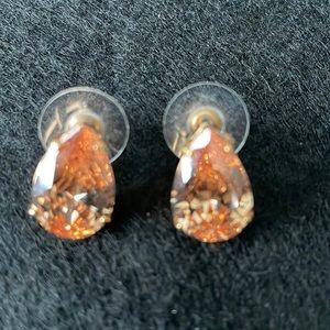 Orange iridescent gold earrings